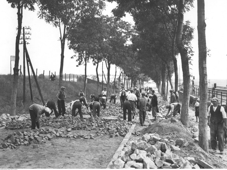 Budowa drogi Poznań-Gniezno, 1935 r.