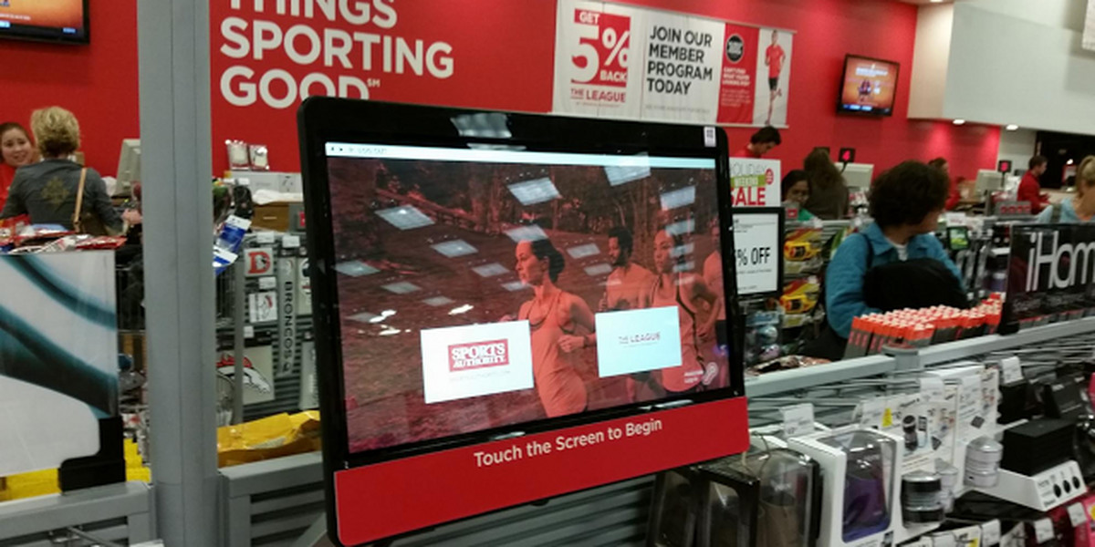 The Google-powered in-store kiosks at Sports Authority stores.