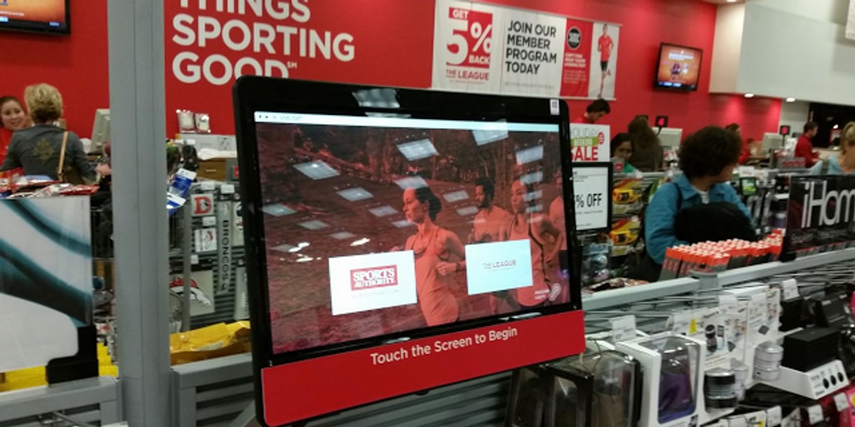 The Google-powered in-store kiosks at Sports Authority stores.