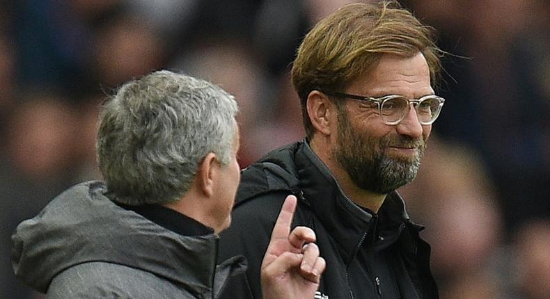 Manchester United manager Jose Mourinho (left) pits his wits against Liverpool boss Jurgen Klopp this weekend