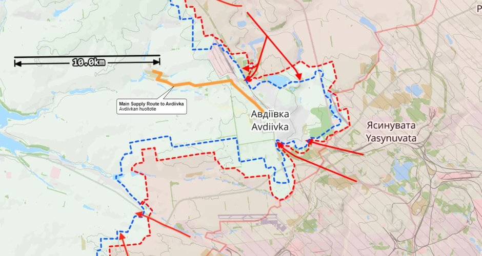Mapa Avdijevka, 7. februar 2024