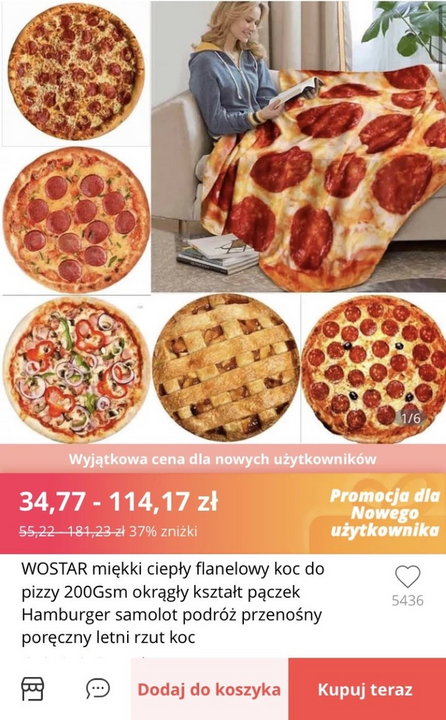Koc imitujący pizzę