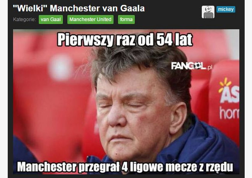 Memy po blamażu Manchesteru United. Fani chcą głowy van Gaala! GALERIA