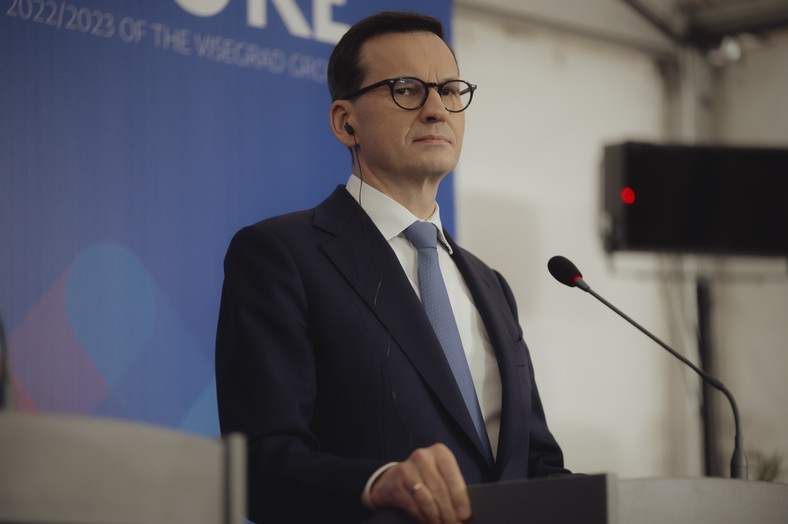 Mateusz Morawiecki podczas szczytu V4 w Słowacji. 2022 r.