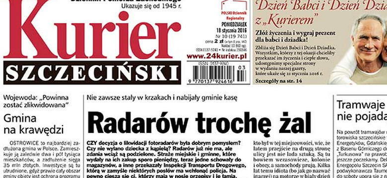 "Kurier Szczeciński" podkreśla na pierwszej stronie swój "polski charakter"