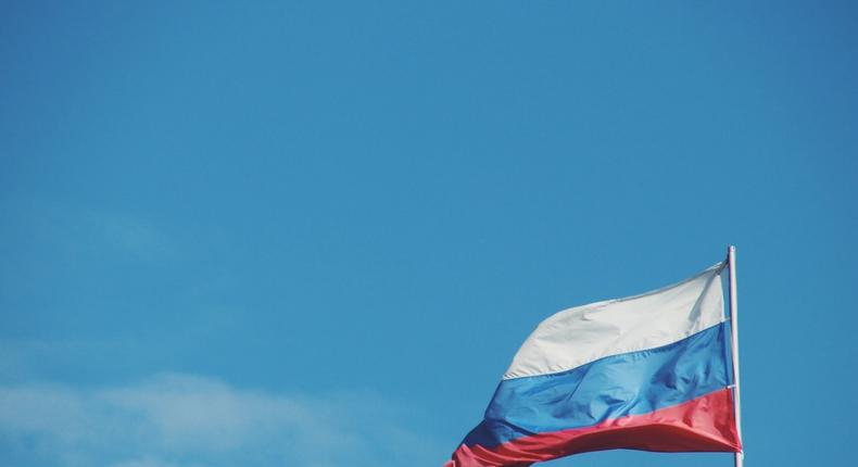 Russian Flag in Saint Petersburg, Russia.