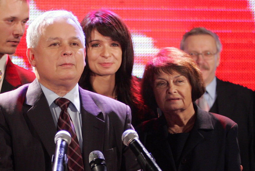 Lech Kaczyński z matką Jadwigą