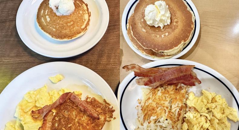 I ordered pancakes, eggs, bacon, and hash browns from Denny's and IHOP.Savanna Swain-Wilson