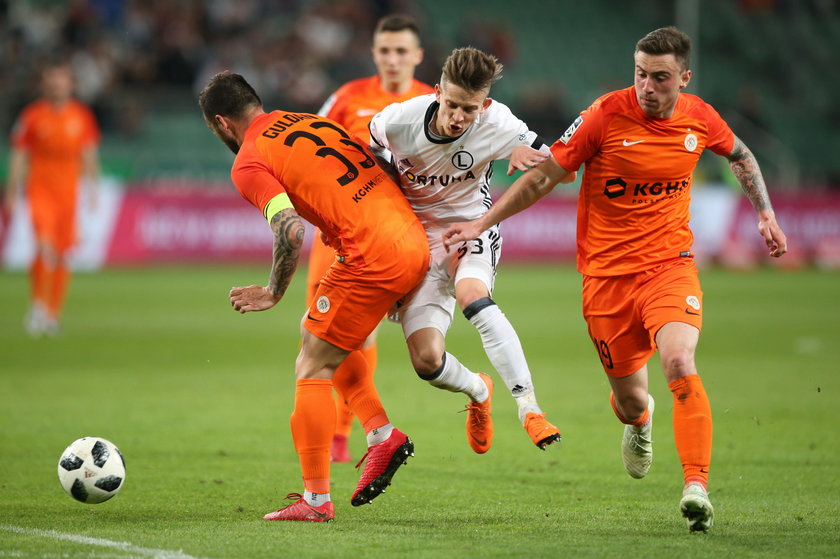 Pilka nozna. Ekstraklasa. Legia Warszawa - Zaglebie Lubin. 14.04.2018