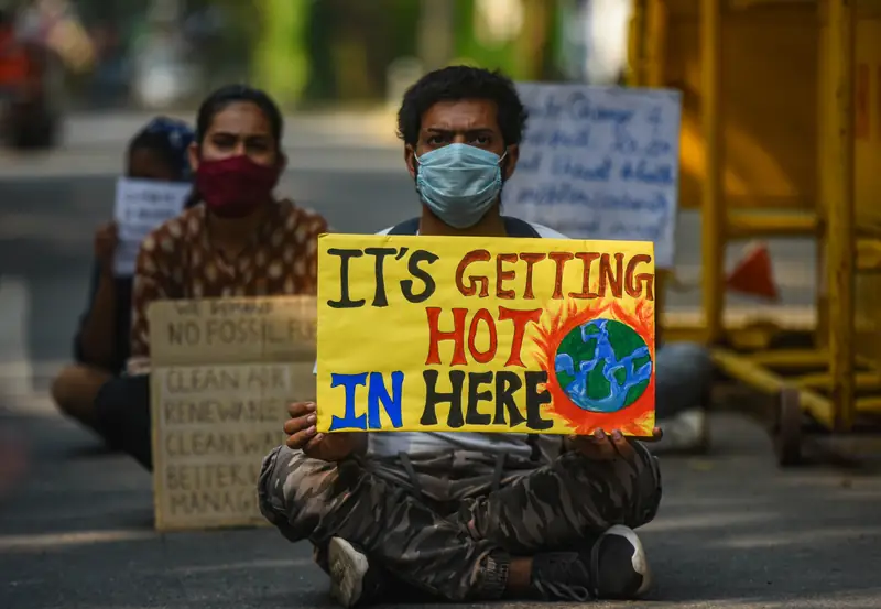 Protest przeciwko katastrofie klimatycznej, New Delhi, Indie, 2020 r.