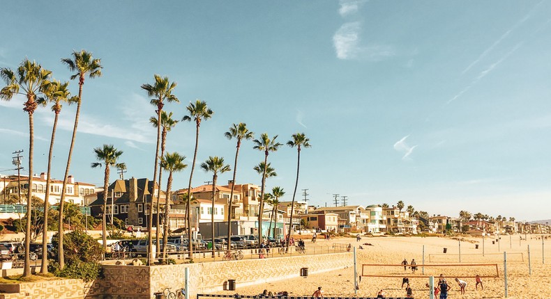 Volleyball courts in Manhattan Beach, Los Angeles.J Wheeler/Shutterstock