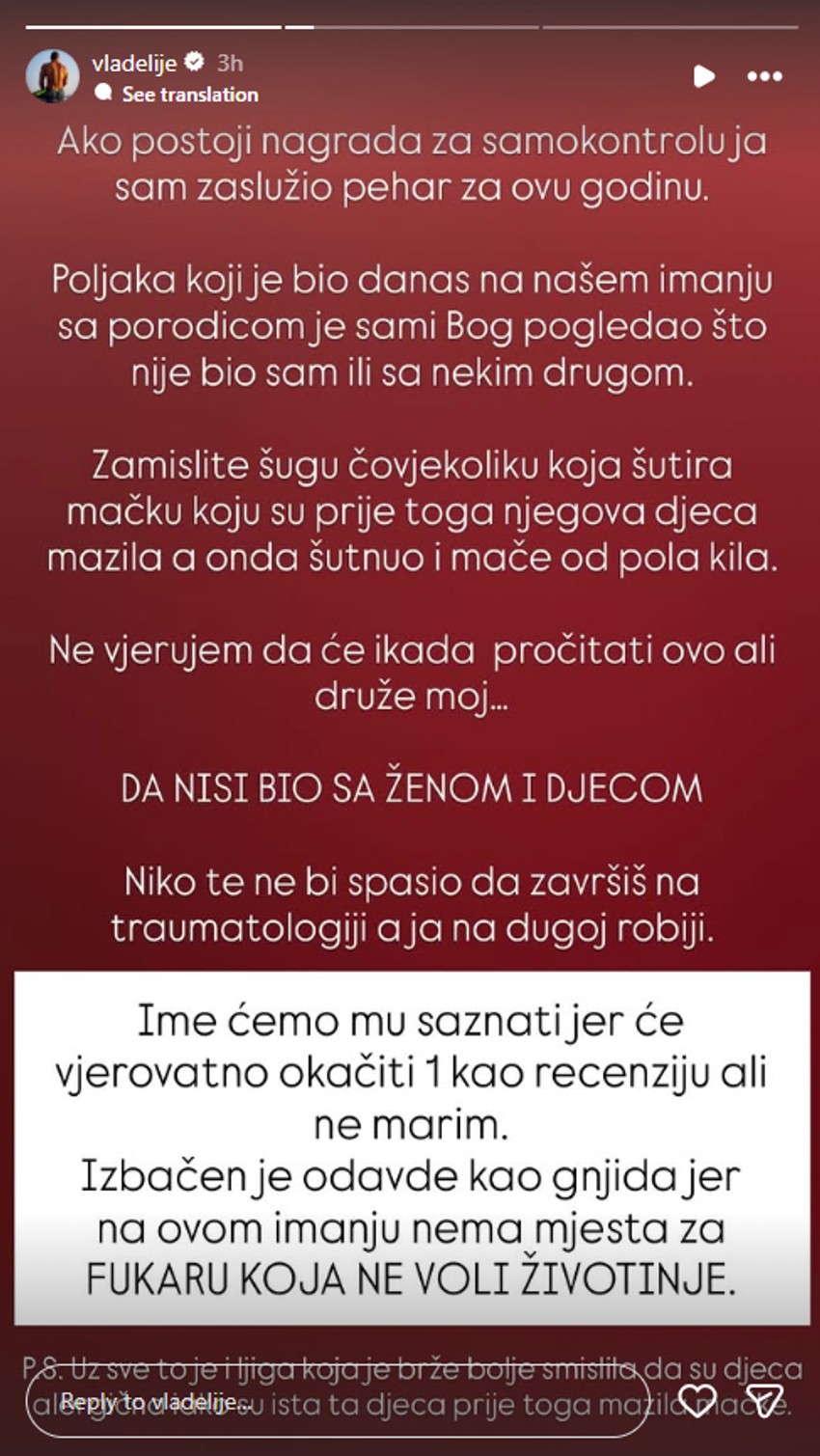 Vladimir Tomović izbacio sa bazena u Crnoj Gori Poljaka koji je mučio mačku
