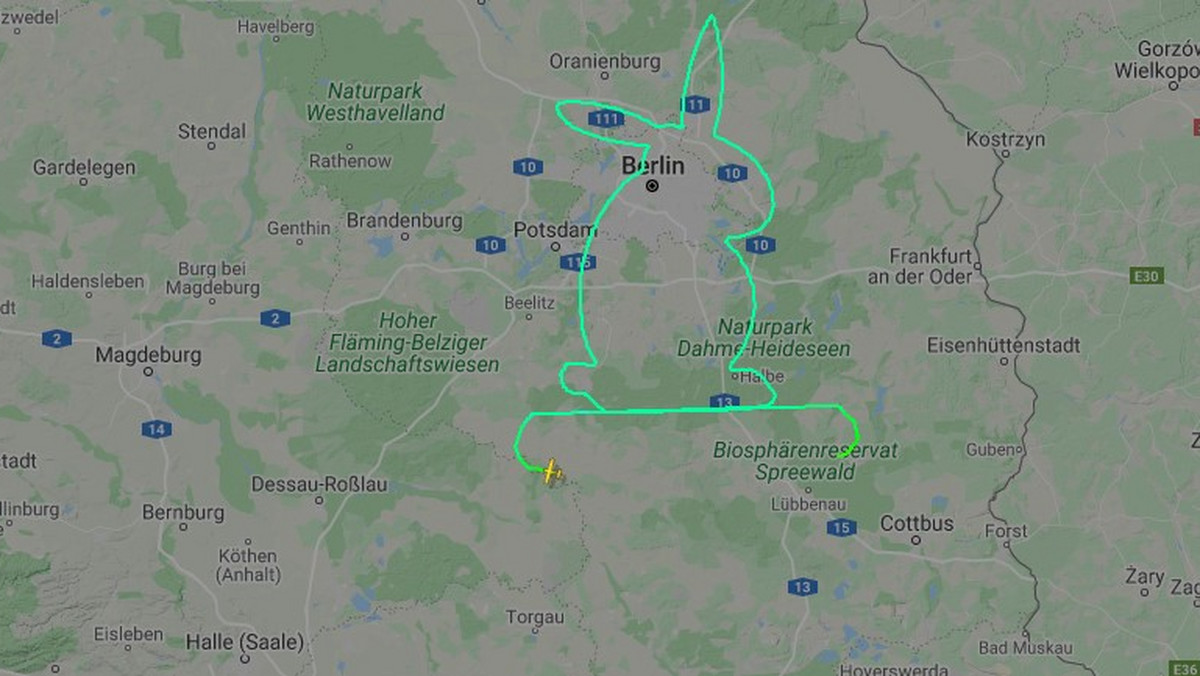 Wielkanoc: Samolot pozostawił ślad zająca nad niemieckim terytorium