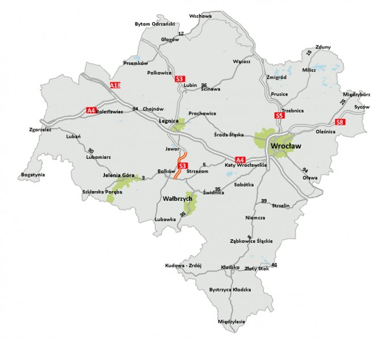 Droga ekspresowa S3, odcinek Jawor-Bolków, źródłoL GDDKiA