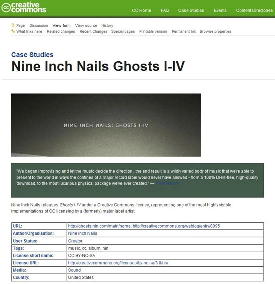 Pierwszy album formacji Nine Inch Nails niezależnie wydany na licencji CC