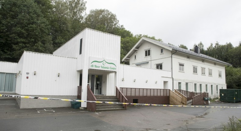 The Al-Noor Islamic Center near Oslo where a gunman opened fire before being overpowered by a 65-year-old