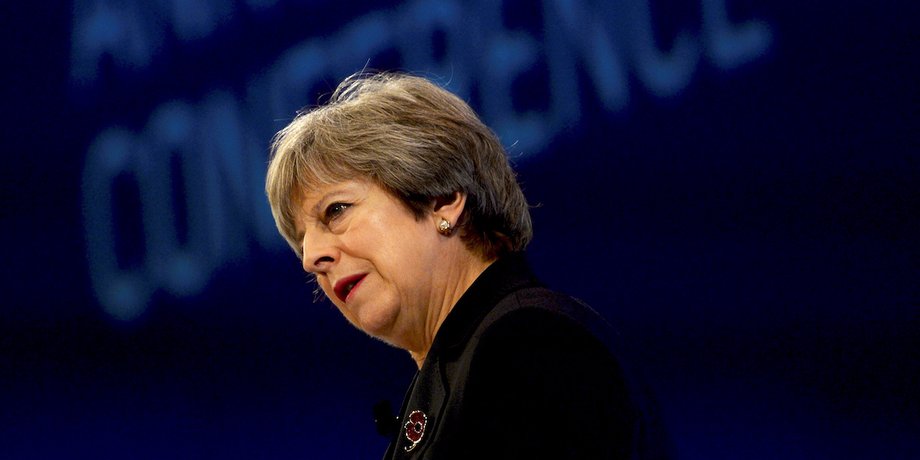 Britain's Prime Minister Theresa May speaks at the Conferederation of British Industry's annual conference in London, Britain, November 6, 2017.