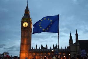 EU Migrants protest outside parliament in London during Article 50 debate