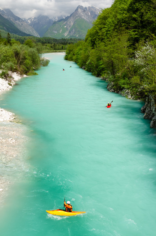 Okolice Bovec, rzeka Socza. Słowenia