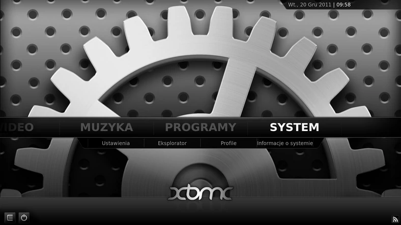 XBMC – menu główne. System