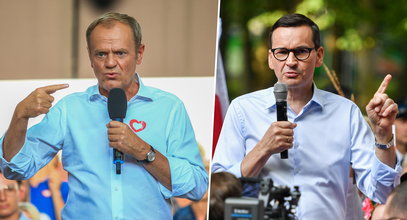 Tusk i Morawiecki rzucali gromy na wiecach. Nagle ktoś przerwał przemówienie