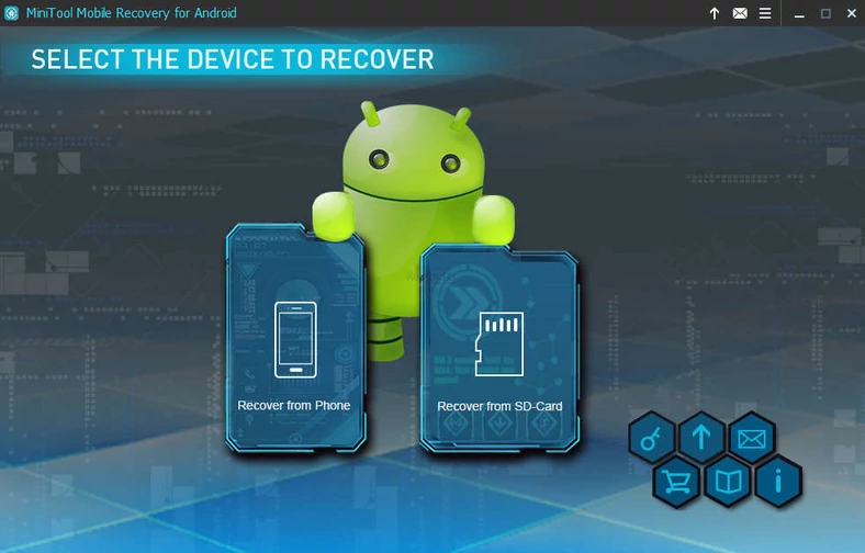 Główne okno programu do odzyskiwania danych - MiniTool Mobile Recovery for Android