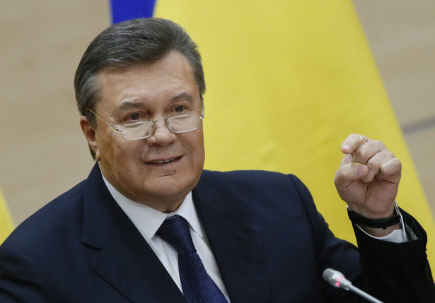 Wiktor Janukowycz na konferencji w Rosji. Fot. EPA/YURI KOCHETKOV/PAP/EPA