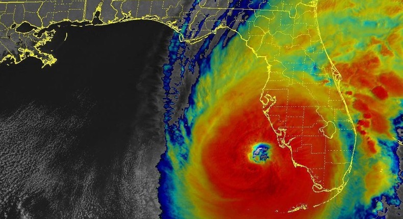 Infrared satellite imagery shows Hurricane Ian approaching Florida on Wednesday.