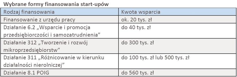 Wybrane formy finansowania start-upów