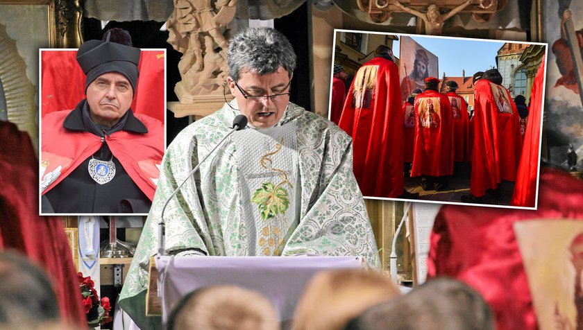 Congress of followers of the sect of Fr. Piotr Natanka. Hundreds of red capes in sin