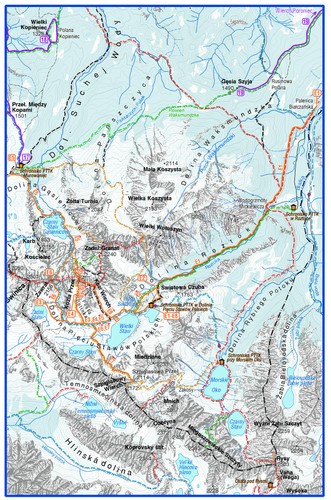 mapa trasy narciarskiej - Dolina Pięciu Stawów / Fot. 'Tatry na nartach. Przewodnik skiturowy'