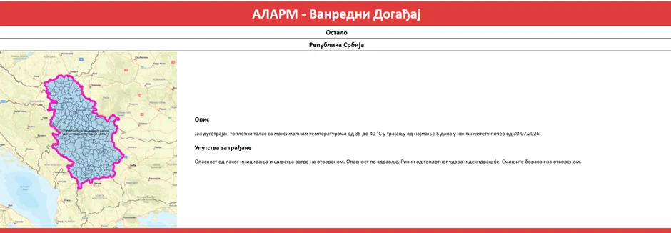 Upozorenje zbog toplotnog talasa