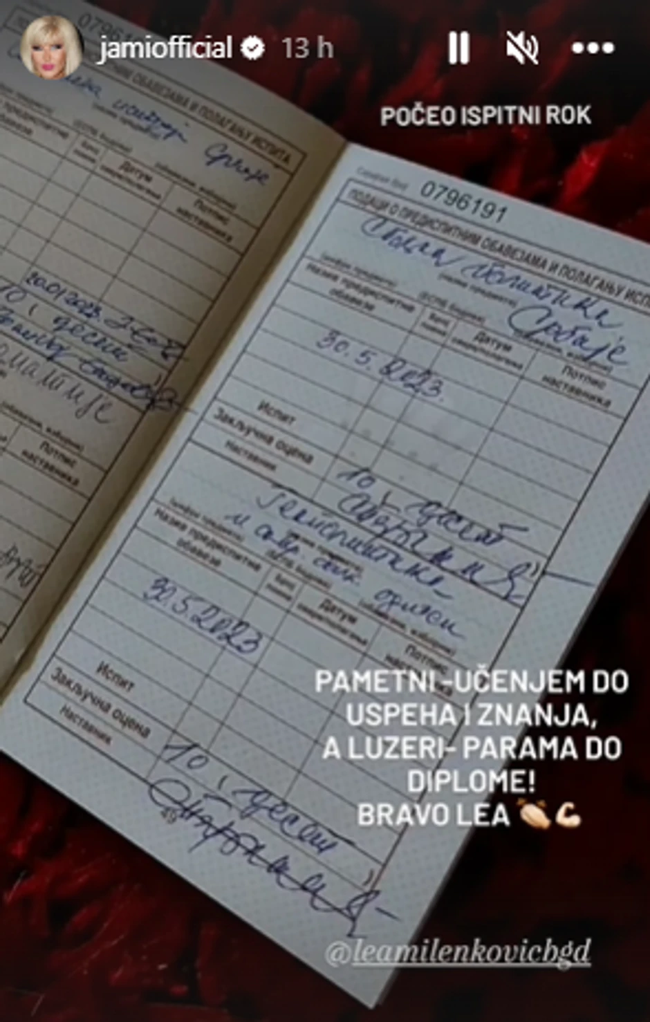 Jami pokazala ćerkin indeks pun desetki