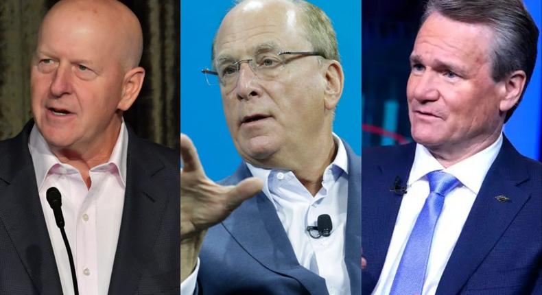 Some investors want the three Wall Street leaders to only be CEO, not chair of their boards.Lester Cohen/Getty Images; Thos Robinson/Getty Images; John Lamparski/Getty Images