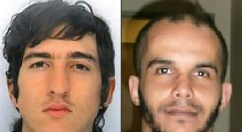 Clement Baur (L) and Mahiedine Merabet, arrested in Marseille, southern France, on April 18, 2017, on suspicion of preparing an attack just days ahead of the first round of France's presidential vote