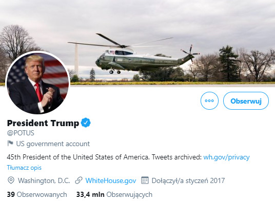 Oficjalne konto prezydenta USA na Twitterze