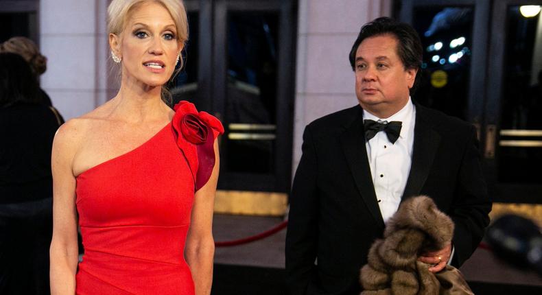 White House Counselor Kellyanne Conway and her husband George Conway are pictured in Washington, U.S., January 19, 2017.