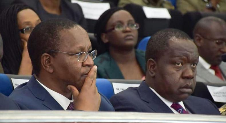 File image of Interior CS Fred Matiangi with PS Karanja Kibicho