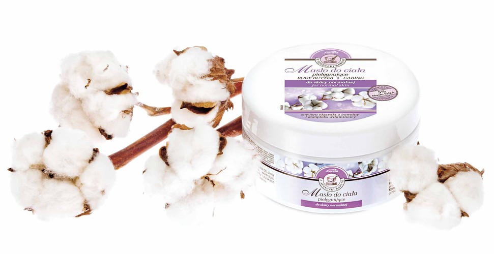 Pielęgnujące masło do ciała z ekstraktem z bawełny i kompleksem witaminowym
