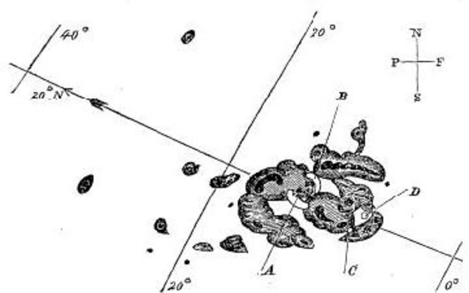 Crtež sunčevih pega 1859. Ričarda Karingtona