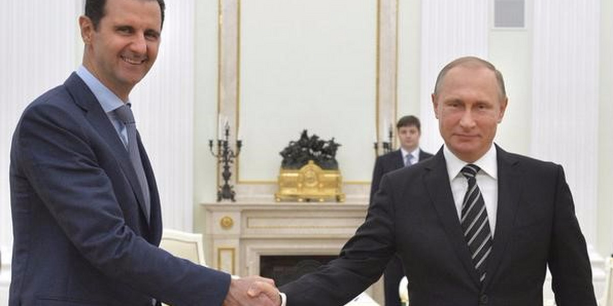 Russian President Vladimir Putin with Syrian President Bashar Assad during a meeting at the Kremlin.