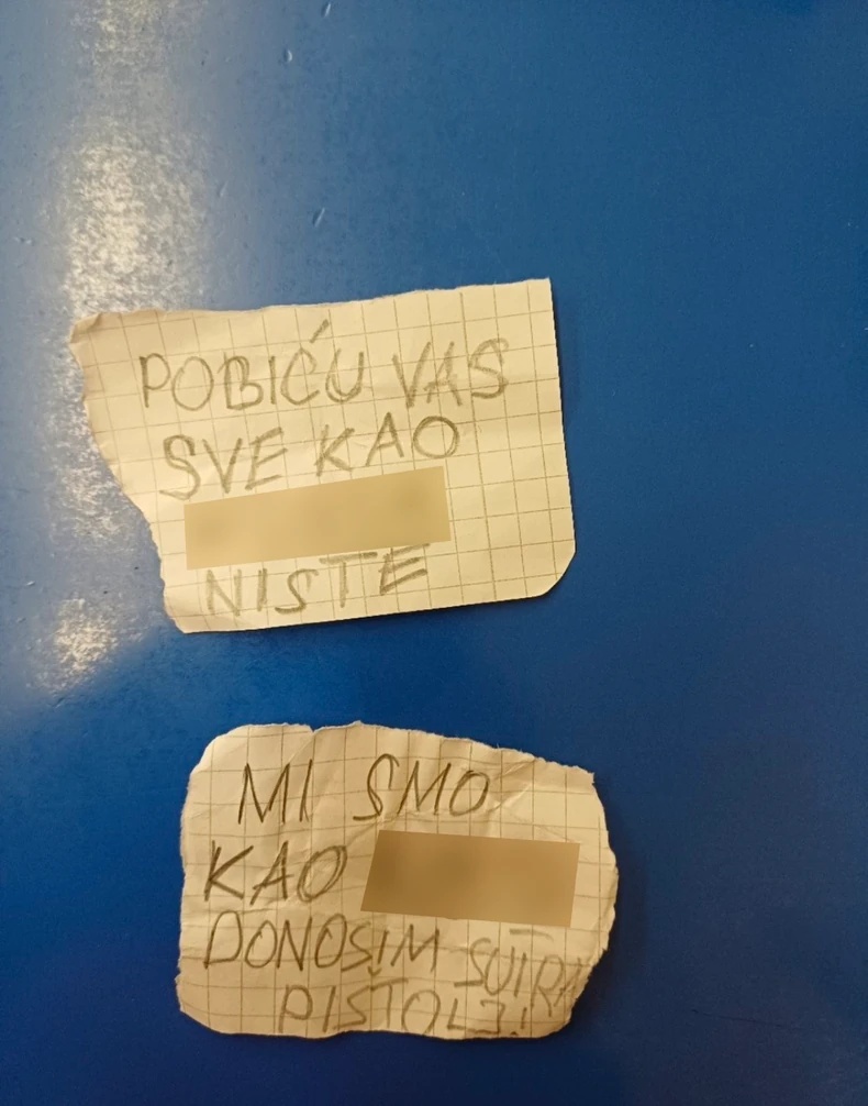 Poruka iz OŠ "Josif Pančić", spominje se ime dečaka ubice iz OŠ "Vladislav Ribnikar"