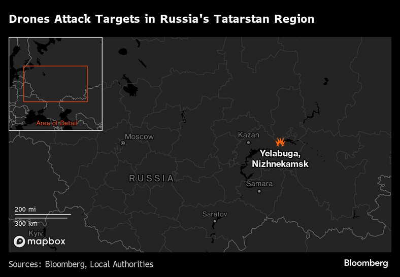 Drony atakują cele w rosyjskim regionie Tatarstan