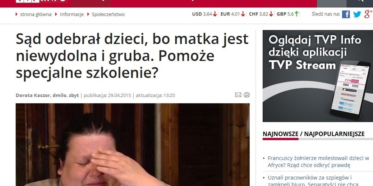 Sąd zabrał jej dzieci bo jest otyła...