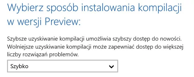 Ta opcja jest niezbędna w celu szybkiego otrzymywania nowych kompilacji Windows 10