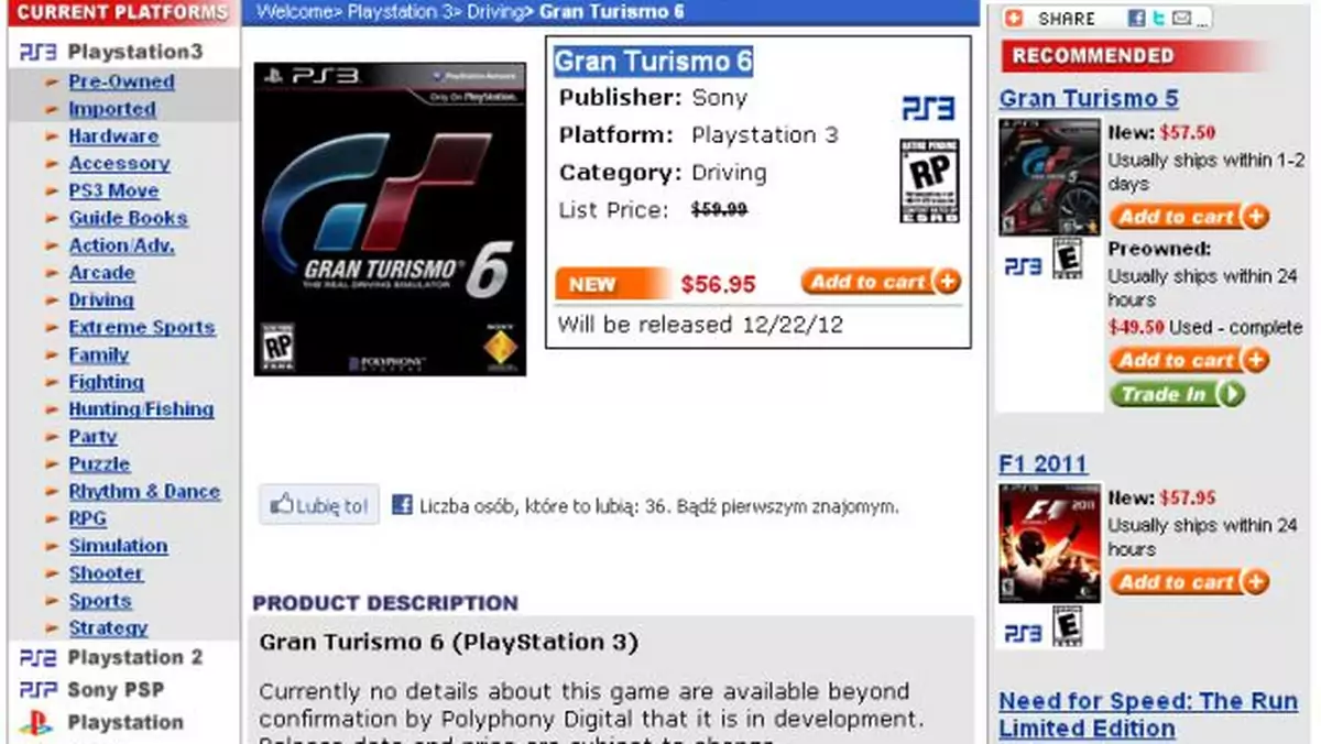 Można już składać zamówienia na… Gran Turismo 6
