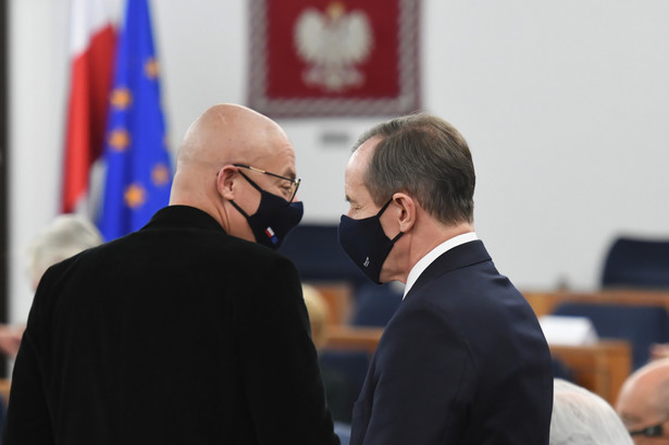 Marszałek Senatu Tomasz Grodzki oraz wicemarszałek Senatu Michał Kamiński