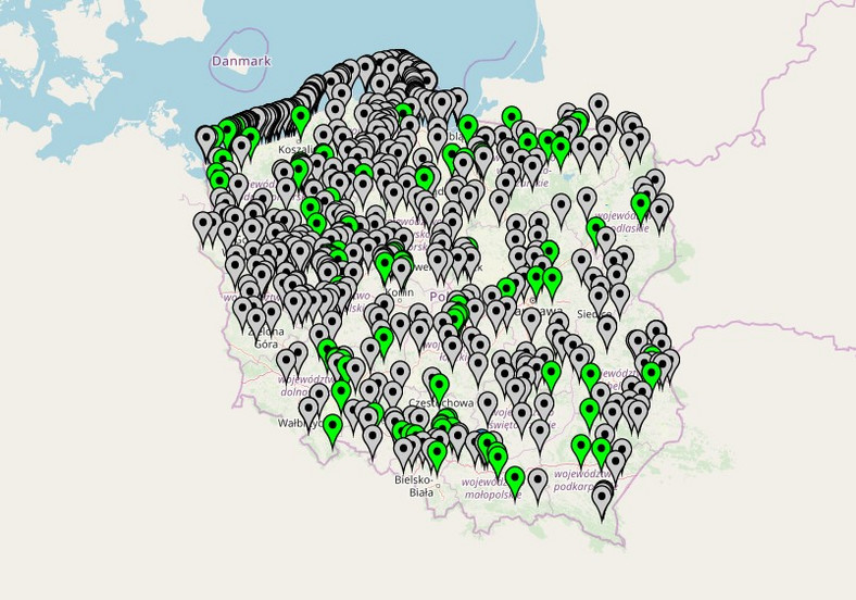 Mapa kąpielisk w Polsce z dn. 16.06.2021 r. 