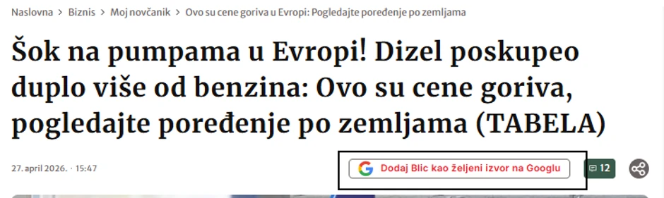 Preferred source Blic 