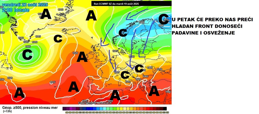 Hladni front prelazi preko nas u petak